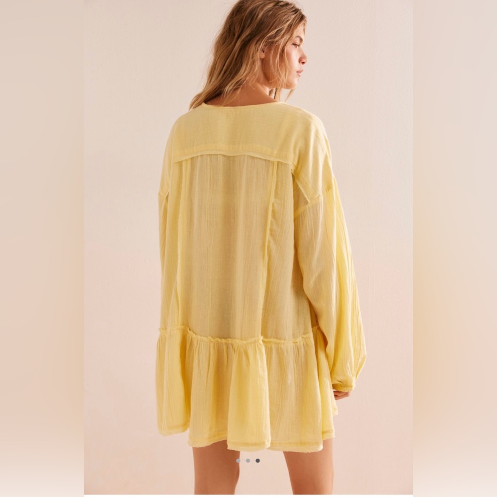 NWT Free People Small Slice of Heaven Tunic Yellow $78 retail New Blouse - Picture 2 of 6
